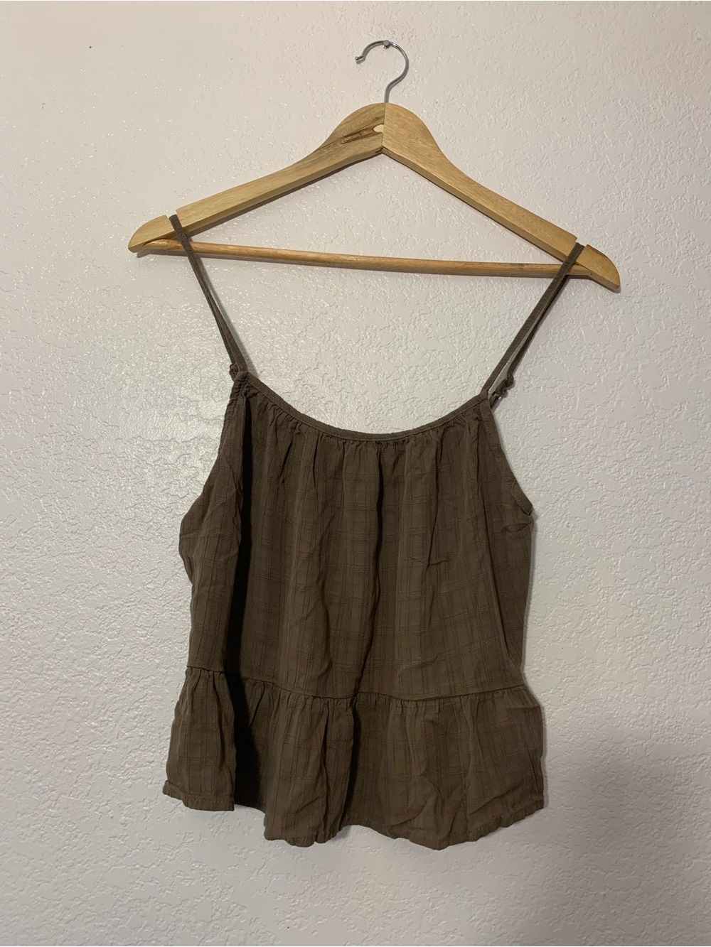 100% Viscose Primark Olive Ruffled Camisole Tank | USA 4